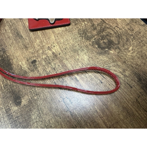 Vintage Coach Patent Leather Lanyard Badge Holder Red With Monkey - Picture 6 of 11
